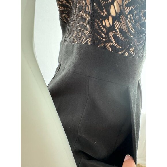 BCBGMAXAZRIA Women's Romper Finn Designer Black Nude Lace Size 0 - Picture 5 of 10